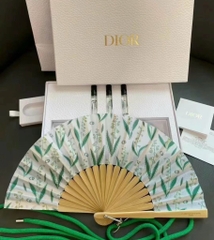 Gift Set Quạt + Nước Hoa Lucky 3x2ml - DIOR Folding Fan Sensu And Green Strap Perfume Box 2024 (23x14.5x5cm) tặng túi giấy