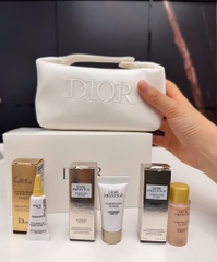 Túi Gift DIOR Trắng Bầu Quai xách (TẶNG Túi hãng ngang nhỏ) - Dior Trousse Pouch (16x9x9cm)