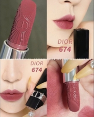 Lõi Refill Son DIOR #674 Velvet Midnight Rose Lipstick Limited 3.5g (Tách set, có nắp đậy)