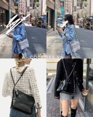 Túi Da Thật - Custom CHANEL từ Ruy Băng Tweed (21x17x8cm kèm Box Hãng)