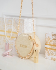Túi Gift DIOR Vàng Tròn Kèm Box Hãng 2024 dây đeo (15x6.5cm)