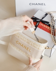 Túi Da Thật - Custom CHANEL từ Ruy Băng Tweed (21x17x8cm kèm Box Hãng)