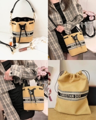 Túi Bucket Vàng DIORIVIERA - Custom Từ Túi Rút Dioriviera Chính Hãng (17x16x12cm)