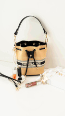 Túi Bucket Vàng DIORIVIERA - Custom Từ Túi Rút Dioriviera Chính Hãng (17x16x12cm)
