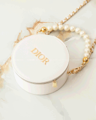 Túi Gift DIOR Trắng Tròn Bản Giới Hạn 2024 (Custom dây đeo & dây ngọc trai) (15x6.5cm)