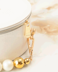 Túi Gift DIOR Trắng Tròn Bản Giới Hạn 2024 (Custom dây đeo & dây ngọc trai) (15x6.5cm)