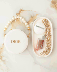 Túi Gift DIOR Trắng Tròn Bản Giới Hạn 2024 (Custom dây đeo & dây ngọc trai) (15x6.5cm)