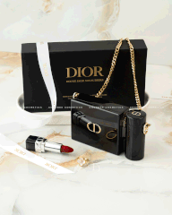 Clutch Rouge DIOR Minaudiere And Lipstick Set Limited Edition (Gift Đen) (10x8x3.5cm)