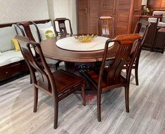 BỘ BÀN ĂN TRÒN 1M3 INDOCHINE KẾT HỢP 6 GHẾ 9801-9803