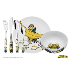 Set bát, đĩa, dụng cụ dao thìa dĩa ăn cho bé hoạ tiết Minions WMF Kinderbesteck-Set 6-teilig