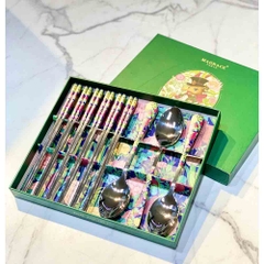 Set đũa thìa ăn phở Magrace Paris họa tiết (hộp 6 thìa, 6 đôi đũa)