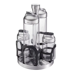 Set 2 bình 400ml + 2 lọ 120ml đựng gia vị dầu giấm kèm giá xoay Gefu Kippo Vinegar-Oil and Spice Cruet Stand 33734