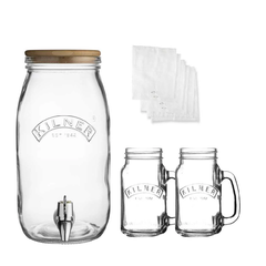 Bình nước thuỷ tinh có vòi Kilner 3L kèm 2 ly Kilner Kombucha - 7 Món