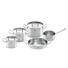 Bộ nồi Fissler Profi 5 món vung thép kèm quánh và chảo 2 quai 24cm made in Germany