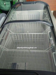 Tủ đông mặt kính cong 275 lít bán kem , bán Hải sản tủ trưng bày sản phẩm như siêu thị