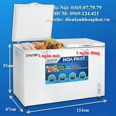 Tủ 1 ngăn đông + 1 ngăn mát 656 lít ( lòng sử dụng thực 280L) dài 1.24 mét