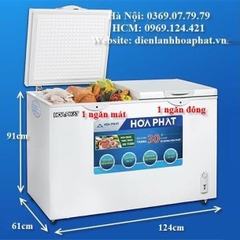 Tủ 1 ngăn đông + 1 ngăn mát 600 lít ( lòng sử dụng thực 250L) dài 1.24 mét rộng 61cm