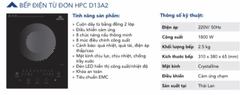 Bếp điện từ đơn HPC D13A2