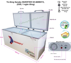 Tủ đông Sanaky VH-6699HY3 Inverter 530 lít 1 ngăn đông