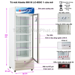 Tủ mát Alaska 500 lít LC-833C 1 cửa mở