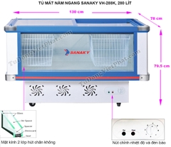 Tủ mát nằm ngang Sanaky VH-288K, 280 lít kính lùa
