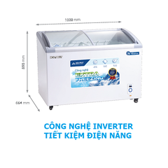 Tủ Đông mặt kính 280L Hòa Phát HSF-AD8280.C1 Công Nghệ Inverter, 1 Ngăn 2 Cửa Lùa