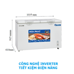 Tủ Đông Mát 205L Hòa Phát HPF-BD8205 Công nghệ Inverter, 2 ngăn 2 cửa