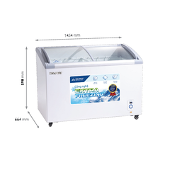 Tủ Đông mặt kính cong 451L Hòa Phát HSF-AD6451.C1 1 ngăn 2 cửa lùa