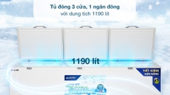 Tủ đông dung tích lớn Hòa Phát 1 ngăn 3 cánh HPF AD61190 1700L Dàn Đồng