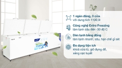 Tủ đông dung tích lớn Hòa Phát 1 ngăn 3 cánh HPF AD61190 1700L Dàn Đồng