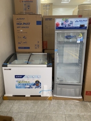 Tủ đông trưng kính cong bày Hòa Phát 1 ngăn đông 2 cánh trượt HSF AD6280.C1 400 lít DÀI 1 MÉT