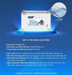 Tủ đông trưng kính cong bày Hòa Phát 1 ngăn đông 2 cánh trượt HSF AD6280.C1 400 lít DÀI 1 MÉT