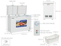 Tủ đông Hòa Phát 2 ngăn 2 cánh HCF 606S2Đ2 606 Lít lòng sử dụng 245L