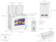 Tủ đông Hòa Phát 2 ngăn 2 cánh HPF BD6205 500l lòng sử dụng 205L