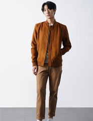 Áo Khoác Bomber Da Lộn Regular
