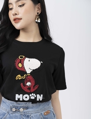 Áo cotton dáng suông free size in chữ Moon cách điệu