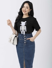 Áo cotton dáng suông họa tiết gấu lego