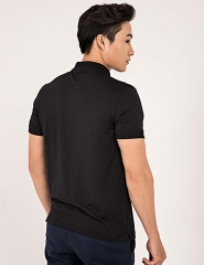 Áo phông nam cộc tay, cổ 2 ve, 2 cúc trước ngực, dệt kẻ ngang