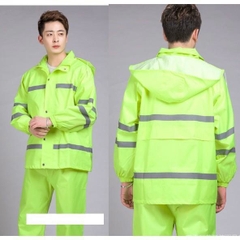 Bộ mưa phản quang kép 2,5cm ( mũ, áo, quần ) đều 2 lớp màu vàng chanh