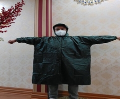 Áo mưa choàng bít khoá kéo + nẹp cúc đồng chắn nước DQTV ( Vải TQ )