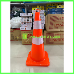 Chóp giao thông PVC dẻo  cam Rodo 2 dây phản quang  trắng 70cm