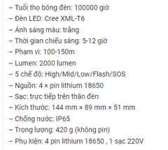 Đèn pin xách tay 4 led Cree XML - L2