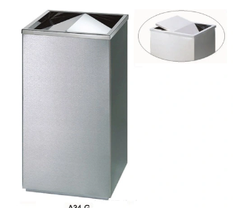 Thùng rác inox vuông nắp lật A34-G