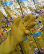 10 đôi găng tay su ngắn màu vàng