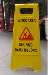 Bảng cảnh báo chữ A - Khu vực đang thi công (decal)