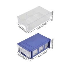 Hộp đựng linh kiện màu xanh có ngăn kéo, có thể ráp lại thành khối