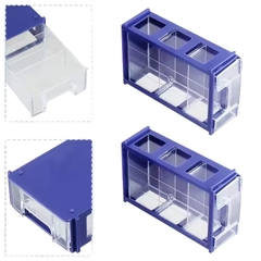 Hộp đựng linh kiện màu xanh có ngăn kéo, có thể ráp lại thành khối