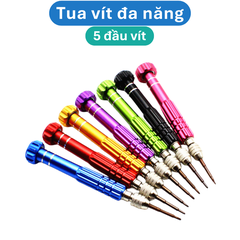 Tua vít 5 đầu sửa chữa điện thoại đa năng (5 đầu vít để trong thân tua vít)