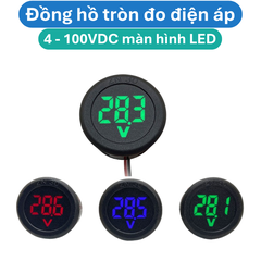 Đồng hồ tròn đo điện áp 4 - 100V DC màn hình LED