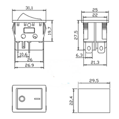 Công tắc bập bênh KCD4 16A/250V 25x31mm